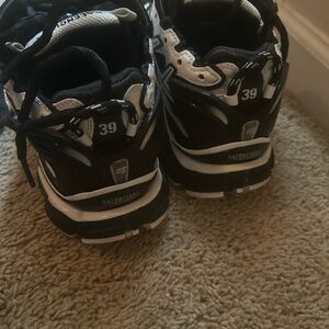 Balenciaga Black and White Sneakers with Sporty Design. Slightly Used